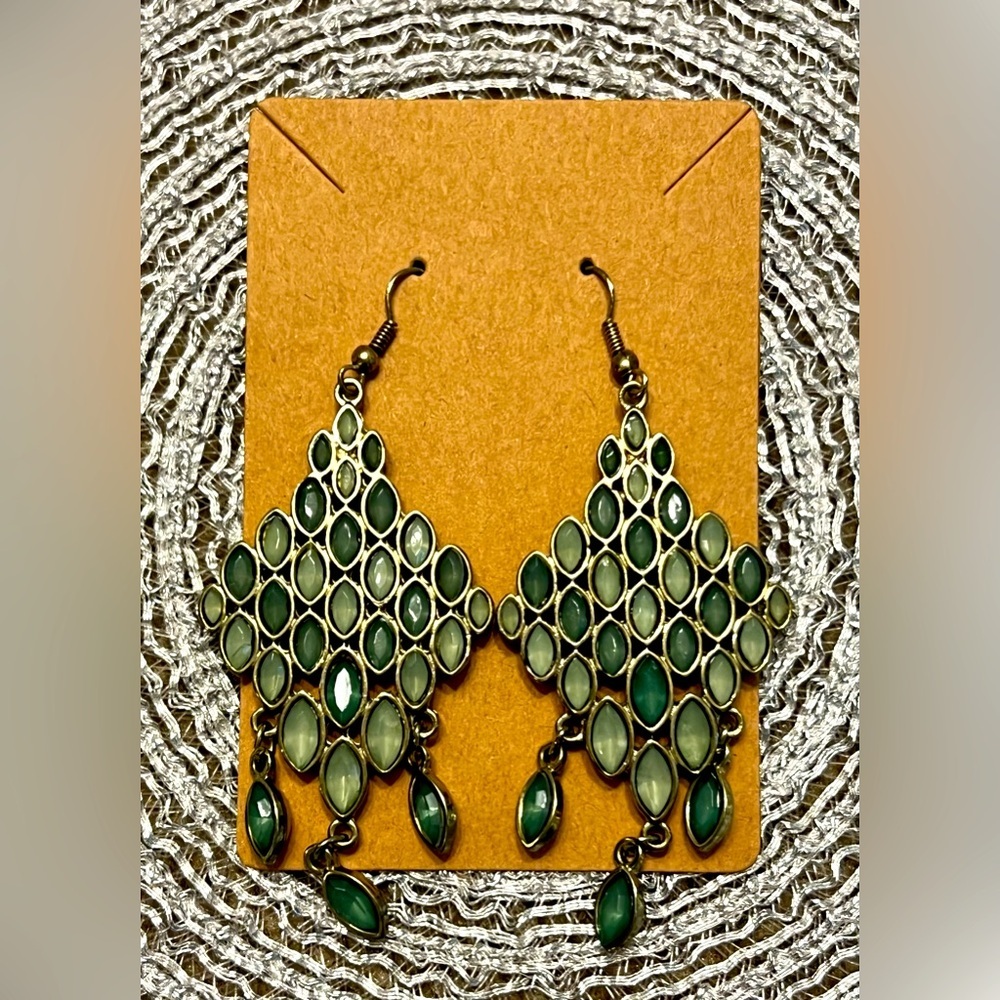 Elegant Green Chandelier Earrings